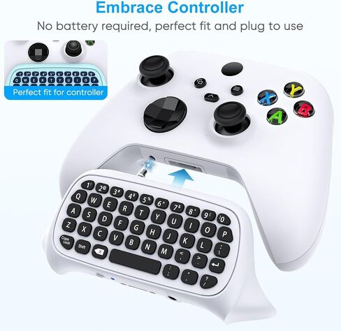 لوحة مفاتيح لأجهزة Xbox Series X/S، One/One X/S، وحدة تحكم Elite one/2، لوحة مفاتيح ألعاب لاسلكية للدردشة مع جهاز استقبال USB ومكبر صوت، ملحقات مقبس صوت 3.5 ملم لأجهزة Xbox (وحدة التحكم غير متضمنة)، أبيض in Saudi Arabia