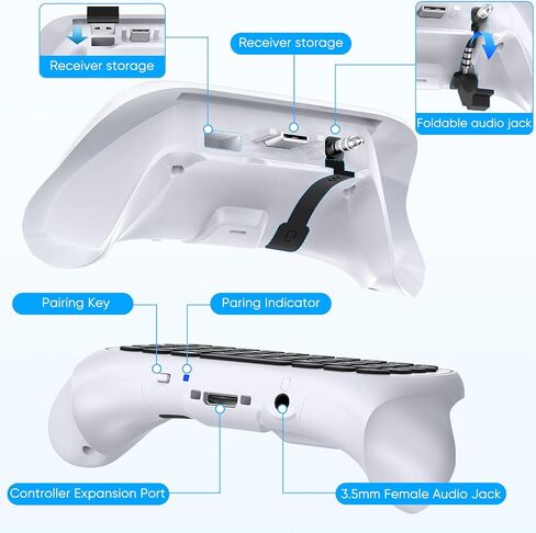 لوحة مفاتيح لأجهزة Xbox Series X/S، One/One X/S، وحدة تحكم Elite one/2، لوحة مفاتيح ألعاب لاسلكية للدردشة مع جهاز استقبال USB ومكبر صوت، ملحقات مقبس صوت 3.5 ملم لأجهزة Xbox (وحدة التحكم غير متضمنة)، أبيض in Saudi Arabia