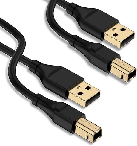 كابل الطابعة بطول 6 أقدام، 2 حزمة من سلك طابعة ماسح ضوئي USB A إلى USB B لـ HP، Canon، Epson، Dell، Brother، Lexmark، Xerox، Samsung، DAC. كابل طابعة USB 2.0 من النوع A ذكر إلى B ذكر للتحكم في البيانو الرقمي MIDI in Kuwait