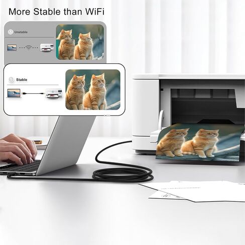 كابل الطابعة بطول 6 أقدام، 2 حزمة من سلك طابعة ماسح ضوئي USB A إلى USB B لـ HP، Canon، Epson، Dell، Brother، Lexmark، Xerox، Samsung، DAC. كابل طابعة USB 2.0 من النوع A ذكر إلى B ذكر للتحكم في البيانو الرقمي MIDI in Kuwait