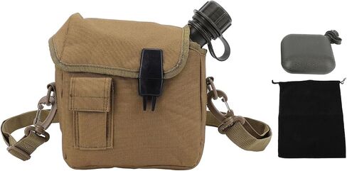 Zunate Outdoor Water Bottle - 1.5L Portable Water Canteen with Waist Bag, Multi Fuctional Flat Camping Water Bottle for Military Surplus or Bushcraft Gear (cp) in Saudi Arabia