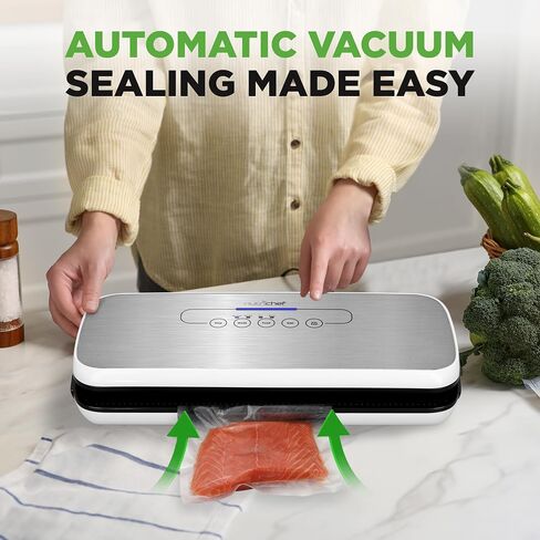 Nutrichef Automatic Food Vacuum Sealer with Double Sealing Function, Electric Air Sealing System for Dry, Liquid & Moist Foods, Reduces Food Waste, Preserve Freshness of Proteins, Fruits, Vegetables in Saudi Arabia