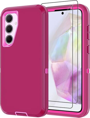Annymall for Samsung Galaxy A35 5G Case, Military Grade Drop Protection Heavy Duty Cell Phone Cover with 2 Pack Screen Protector 3-Layer Rugged Shockproof Galaxy A35 5G Phone Case (Black) in Saudi Arabia