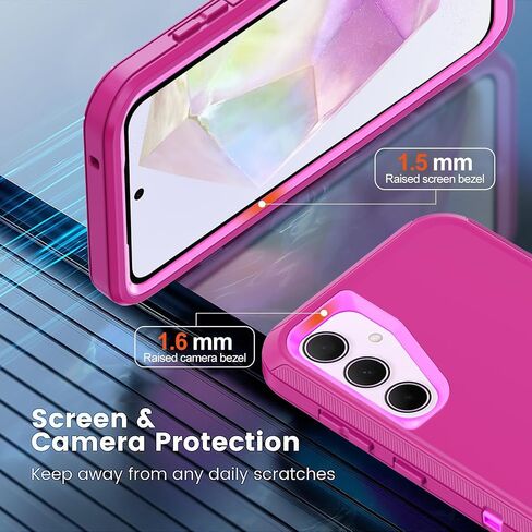 Annymall for Samsung Galaxy A35 5G Case, Military Grade Drop Protection Heavy Duty Cell Phone Cover with 2 Pack Screen Protector 3-Layer Rugged Shockproof Galaxy A35 5G Phone Case (Black) in Saudi Arabia
