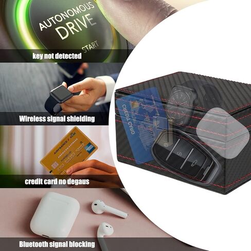 صندوق فاراداي، [نسيج ألياف الكربون] صندوق RFID لمفاتيح السيارة، واقي سلسلة المفاتيح، مانع الإشارة للمفتاح بدون مفتاح، قفص مانع إشارة مفتاح السيارة، صندوق حجب الإشارة لهواتف مفاتيح السيارة (متوسط) in Kuwait