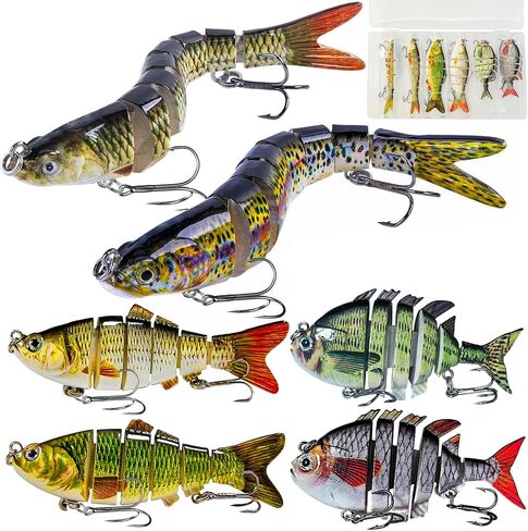 Multi Jointed Swimbait Saltwater Fishing Lures with Sharp Treble Hooks, Bass Fishing Lures Walleye Trout, Lifelike Slow Sinking Fish Bait Lures Kit Freshwater in Kuwait