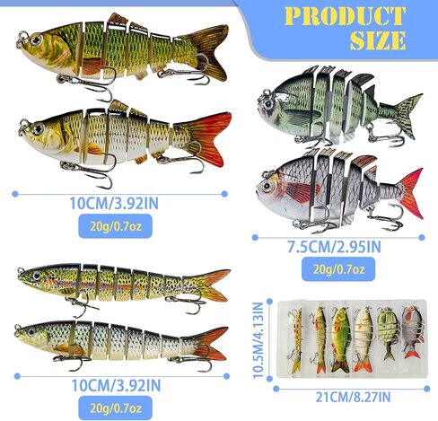 Multi Jointed Swimbait Saltwater Fishing Lures with Sharp Treble Hooks, Bass Fishing Lures Walleye Trout, Lifelike Slow Sinking Fish Bait Lures Kit Freshwater in Kuwait