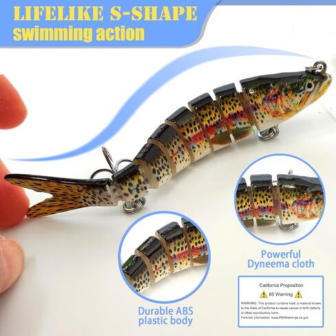 Multi Jointed Swimbait Saltwater Fishing Lures with Sharp Treble Hooks, Bass Fishing Lures Walleye Trout, Lifelike Slow Sinking Fish Bait Lures Kit Freshwater in Kuwait