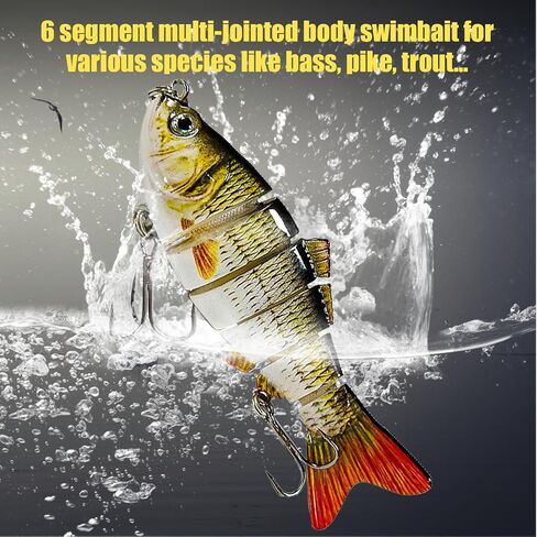 Multi Jointed Swimbait Saltwater Fishing Lures with Sharp Treble Hooks, Bass Fishing Lures Walleye Trout, Lifelike Slow Sinking Fish Bait Lures Kit Freshwater in Kuwait