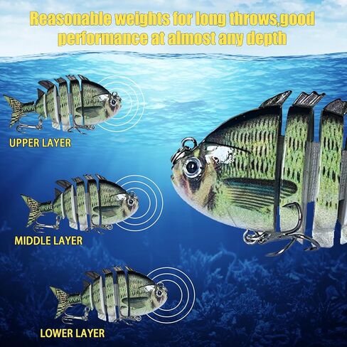 Multi Jointed Swimbait Saltwater Fishing Lures with Sharp Treble Hooks, Bass Fishing Lures Walleye Trout, Lifelike Slow Sinking Fish Bait Lures Kit Freshwater in Kuwait