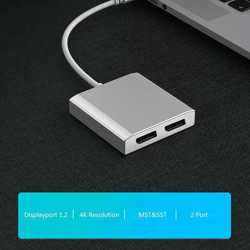 منفذ عرض إلى منفذ عرض مزدوج MST DP إلى 2 DP Splitter Multi Stream Transport Hub، لأجهزة Mac وWindows7/8/10 in Saudi Arabia