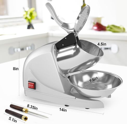 Shaved Ice Machine 380w Snow Cone Machine 3 Stainless Steel Blades Ice Shaver Machine Electric Ice Crusher 280lbs/hr Snow Cone Maker for Home and Commercial with Ice Pick(Silver) in Kuwait