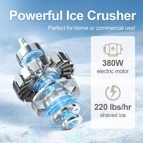 Shaved Ice Machine 380w Snow Cone Machine 3 Stainless Steel Blades Ice Shaver Machine Electric Ice Crusher 280lbs/hr Snow Cone Maker for Home and Commercial with Ice Pick(Silver) in Kuwait