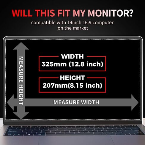فلتر شاشة خصوصية للكمبيوتر المحمول مقاس 14 بوصة مغناطيسي، درع خصوصية لشاشة الكمبيوتر المحمول مقاس 16:9 قابل للإزالة ومضاد للضوء الأزرق لحماية العين وفلتر الخصوصية in Kuwait