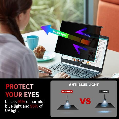 فلتر شاشة خصوصية للكمبيوتر المحمول مقاس 14 بوصة مغناطيسي، درع خصوصية لشاشة الكمبيوتر المحمول مقاس 16:9 قابل للإزالة ومضاد للضوء الأزرق لحماية العين وفلتر الخصوصية in Kuwait