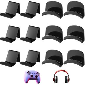 CroBlissful 12 Pack Game Controller Holder Headphone Hanger Headphone Stand Stick-on Universal Wall Mount Headphone Hook Self Adhesive Headset Hanger Fit for Most Game Controller Headphones