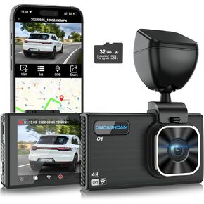 Dash Cam, 4K Dash Camera for Cars with Night Vision, Dash Camera Built-in WiFi/GPS, 3.5" IPS Car Dash Cam with 170° Wide Angle, WDR, G-Sensor, Parking Mode, Support 512GB Max
