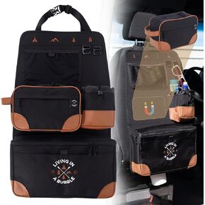 Living in a Bubble Premium Utility Bag for Campervans and Cars - Laundry Bag, Multipurpose Seatback Bag & Seat Back Organizer - Vanlife Accessory & Van Storage Solution - Black