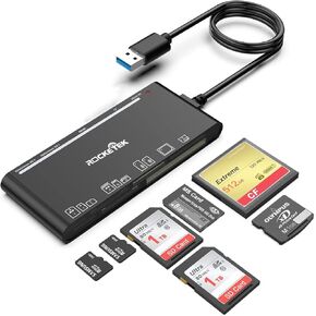 Multi Card Reader with USB C Lightning USB A Connector for SD CF XD MS Micro SD TF, 7 in 3 Memory Card Reader Adapter Hub for iPhone/iPad/MacBook/Samsung, for Windows, Mac OS, iOS, Linux, Android