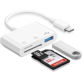SD Card Reader for iPhone,Lightning to MicroSD/SD USB 3 Ports Memory Card Reader fo iPhone iPad/MacBook Pro/Air/Laptop/Galaxy USB SD Card Reader No App Required