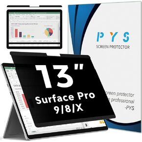PYS Magnetic Privacy Screen for Surface Pro 11 13inch 2024 - Easy Install & Detach, Scratch Resistant, Anti-Glare Protector Compatible with Microsoft Surface Pro 10/9/8/X