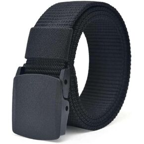 Fabric Belt Women/Men 120cm Nylon Belts Canvas Belt Jeans Buckle, Adjustable Belt Strap Black