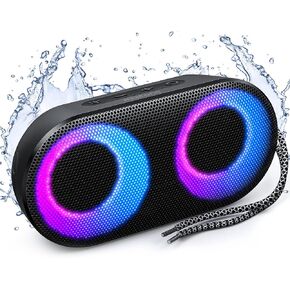 Portable Bluetooth Speakers with Lights,Teenager Gifts Speaker with Bass, 15W, IPX7 Waterproof, Bluetooth 5.3, 24H Playtime, Built-in MIC, TWS Portable Speaker for Gifts Slots for Micro SD Card