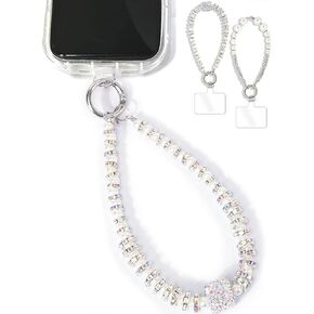 2 Pieces Phone Wrist Strap Pearl Beaded Phone Charm Cell Phone Strap Detachable with Tether Tab, Hands-Free Wristlet Bracelet Phone Lanyard Wrist