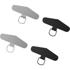 SURDOCA Phone Tether Tab Thin, 2 Pcs Phone Lanyard Tab Heavy Duty, Universal Phone Lanyard Patch Metal Triangular, Color: Black and Gold