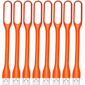 Flexible Mini USB LED Lamp Light Portable Night Light Compatible for Power Bank, Laptop, Notebook, Reading, Computer Keyboard USB Reading Light (8pcs, Orange)
