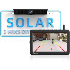 eRapta Magnetic Solar Wireless Backup Camera 7" Portable Installation HD 1080P IPS Monitor Rechargeable Reverse Camera System for RV Truck Trailer Camper Hitching Gooseneck Horse Car Vehicle 701