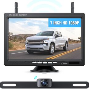 eRapta Wireless Backup Camera 7 Inch Rear View Monitor Kit HD 1080P Easy Installation 2 Channels Waterproof Night Vision Reverse Cam for Camper Van Truck Trailer AWT7