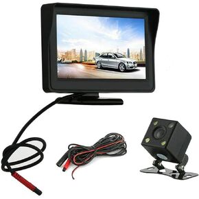 شاشة TFT LCD مقاس 4.3 بوصة + كاميرا خلفية بزاوية 170 درجة طقم رؤية خلفية للسيارة شاحنة متعددة الوظائف كاميرا عكسية لموقف السيارة + طقم شاشة LCD للرؤية الخلفية سلكية 4.3 بوصة مقاومة للصدمات 4.3 بوصة TFT