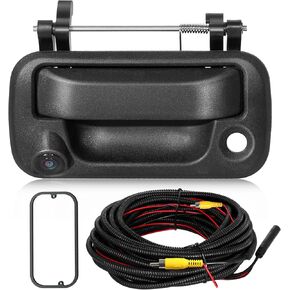 EWAY Tailgate Handle Rear Backup Camera for 2004-2016 Ford F150 F250 F350 F450 F550 Super Duty Explorer Lobo, Lincoln Mark LT Tailgate Latch Door Handle Reverse Back Up Camera RCA Connector w/Key Hole