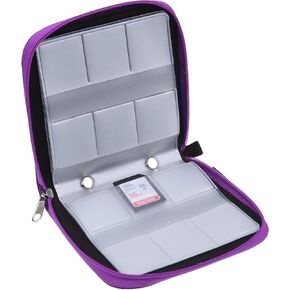 Eco-Fused Memory Card Case - Fits up to 44x SD, SDHC, Micro SD, Mini SD and 4X CF - Holder with 44 Slots (8 Pages) - for Storage and Travel - Microfiber Cleaning Cloth and Labels Included