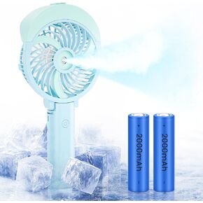HandFan Personal Misting Fan, 55ml Large Water Tank, Poratable Handheld Rechargeable Mister Fan, Battery Operated Mist Fan, 180°Foldable, 3 Speeds, for Travel, Beach, Outdoors(Green)