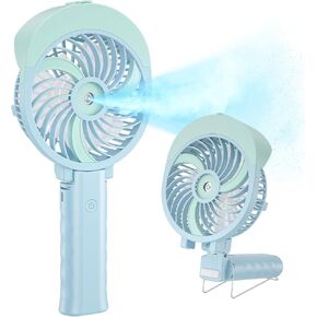 HandFan Personal Misting Fan, 55ml Large Water Tank, Poratable Handheld Rechargeable Mister Fan, Battery Operated Mist Fan, 180°Foldable, 3 Speeds, for Travel, Beach, Outdoors(Green) in Kuwait