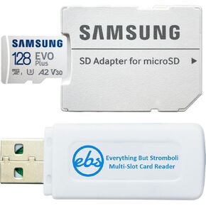 Samsung 128GB EVO Plus Memory Card Class 10 MicroSDXC Compatible with Samsung Galaxy A15 5G, A25 5G, A35 5G, A55 5G Model Phone MB-MC128SA - Bundle with 1 Everything But Stromboli MicroSD Reader