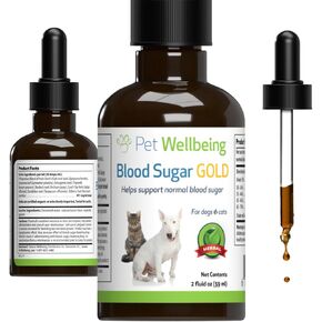 Pet Wellbeing - Blood Sugar Gold Value Size for Dogs & Cats - Natural Support for Healthy Blood Sugar Levels in Your Pet with Diabetes - 4 oz (118ml)