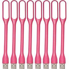 Flexible Mini USB LED Lamp Light Portable Night Light Compatible for Power Bank, Laptop, Notebook, Reading, Computer Keyboard USB Reading Light (8pcs, Pink)