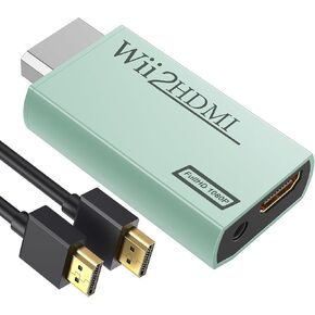 GANA Wii to HDMI Converter Adapter with Hdmi Cable Connect Wii Console to HDMI Display in 1080p Output Video with 3.5mm Audio Supports All Wii Display Modes Turquoise