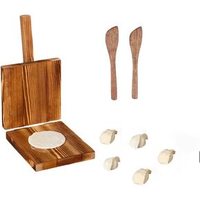Tortilla Press Wooden, Square Manual Tortilla Maker Press, Multifunction Corn Tortillas Sugar Pancakes Dumpling Skin Dough Presser with Nonslip Handle for Home Business