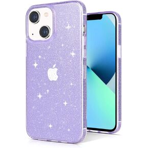 JJGoo Compatible with iPhone 13 Case, Clear Glitter Soft TPU Shockproof Protective Bumper Cover, Sparkle Bling Sparkly Cute Slim Women Girls Phone Case for iPhone 13, 6.1inch