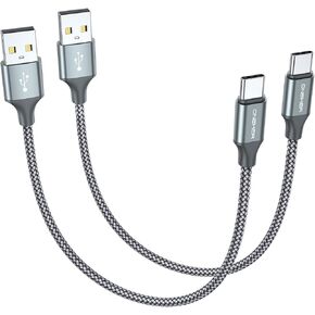 [2-Pack, 1ft] Short USB Type C Cable,Portable USB-C Charger Nylon Braided Fast Charging Cord Compatible iPhone 16/15 Pro Max Android Samsung Galaxy S20 S10 S9 S8 Plus S10E Note 20 10 9 8