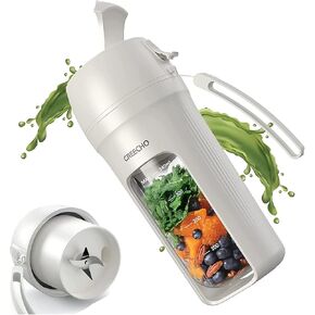GREECHO Portable Blender, One-handed Drinking Mini Blender for Shakes and Smoothies, 12 oz Personal Blender with Rechargeable USB, Made with BPA-Free Material Portable Juicer, Cream White