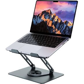 Laptop Stand for Desk, Adjustable Computer Stand for Laptop, Foldable 360° Rotating Laptop Riser, Compatible with for MacBook Pro, Air, Dell, HP, Lenovo, All 10''-15.6'' Laptops (Silver)