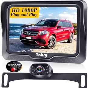 Yakry Backup Camera LED On-Off: DIY Parking Lines Rear View Camera Color Night Vision Image for Car Truck HD 1080P 4.3 Inch Monitor SUV Reverse Camera Waterproof Y11