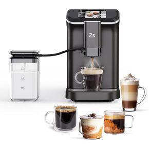 Fully Automatic Espresso Machine, 20 Bar Cappuccino Latte Machine With Optimized Frother and Convenient One-Touch Control Panel, Single/Double Shot, Removable Water Tank, Black + Sliver