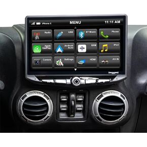 Stinger HEIGH10 Wrangler JK Stereo Replacement HD Touchscreen Radio with Android Auto, Apple CarPlay, Handsfree Bluetooth, Dual USB Includes All-in-one Dash Kit & Interface, 2007-2018 (STH10JK)