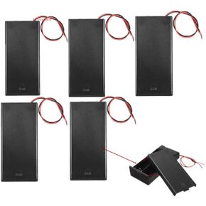 Plastic 18650 Battery Storage Case 2 Slots x 3.7V for 2x18650 Batteries Holder Box Container with ON/Off Switch, Set of 5, by Ltvystore